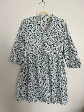 Tuckernuck White Mini Dress with Blue Floral Print